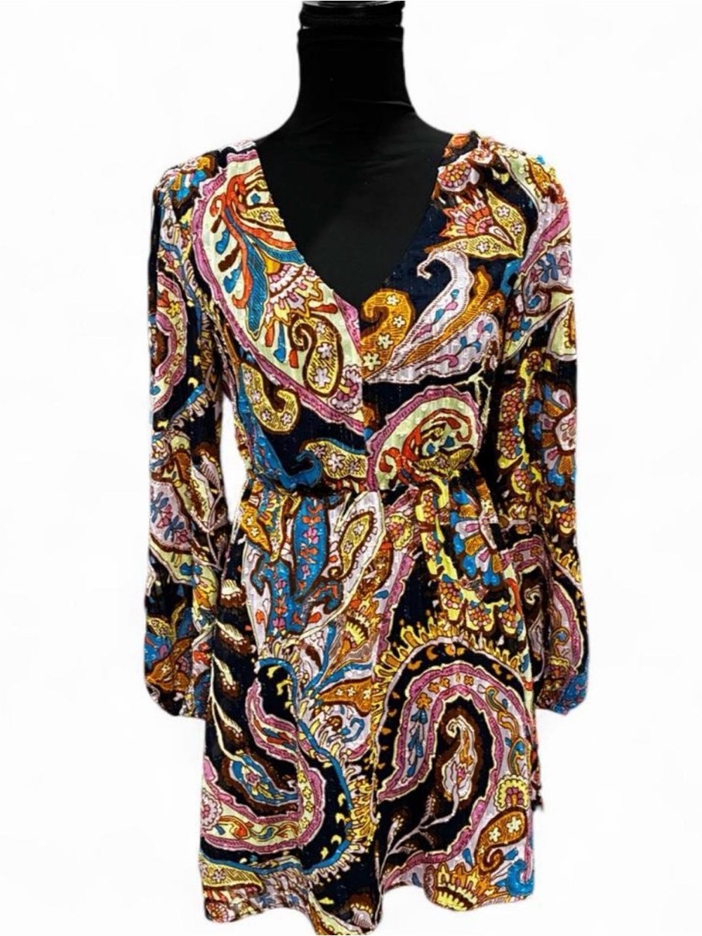 Sanctuary Multicolor Paisley V-Neck Dress